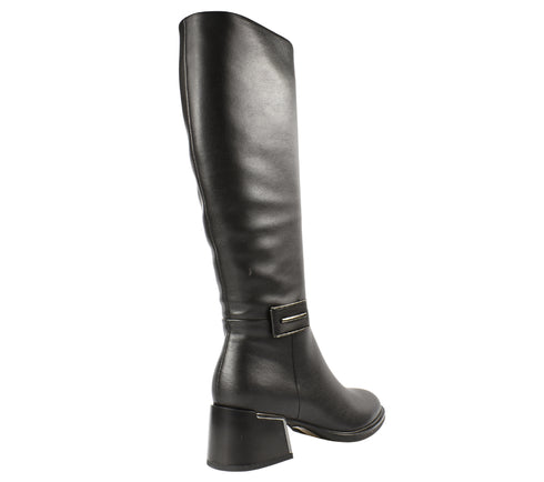 Cizme casual, dama, EPICA, 23A349-61B negru, piele naturala, cu toc